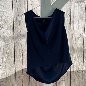 Rag & Bone navy silk drape front blouse XXS